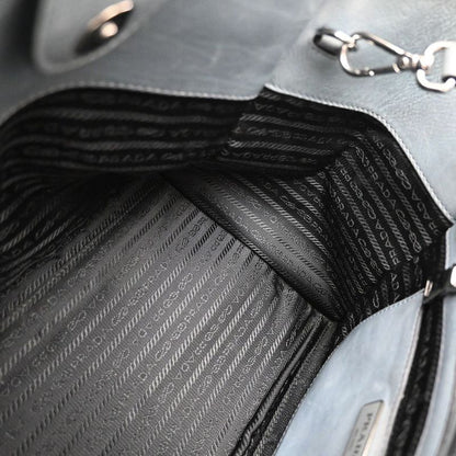 Prada Hand Shoulder Bag 2way Gray Leather 88ka908