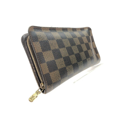 Louis Vuitton Women's Long Wallet Round Zipper Portomone Zip Damier Ebene