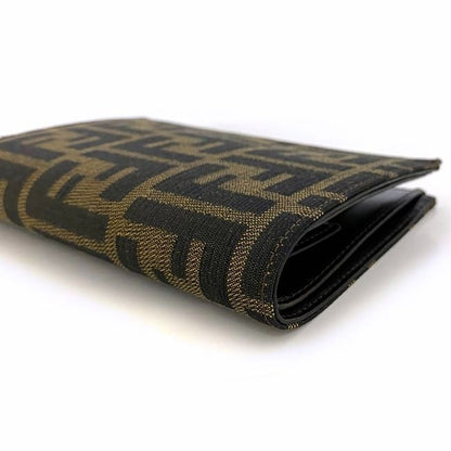 Fendi Bifold Wallet Khaki Brown Zucca 8m0022 Excellent Condition