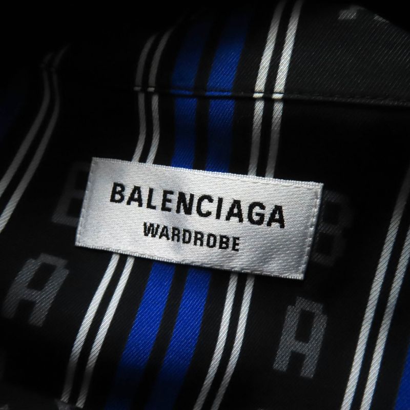 Balenciaga 20SS 658956 Striped Logo With Logo Button Oversized Long Sleeve