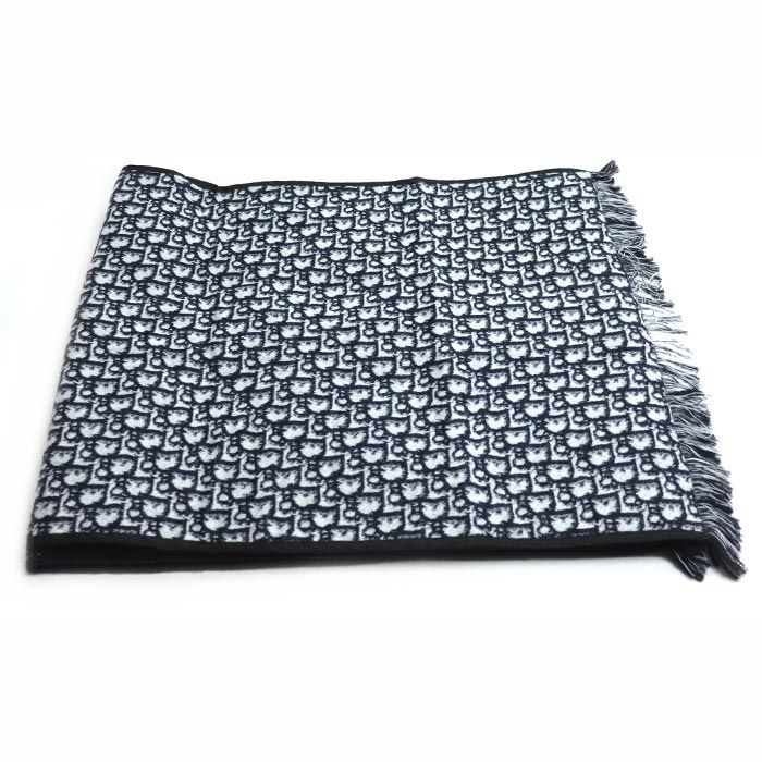 DIOR Logo Oblique Big Scarf Navy 31cdo301ixgs Women's Used