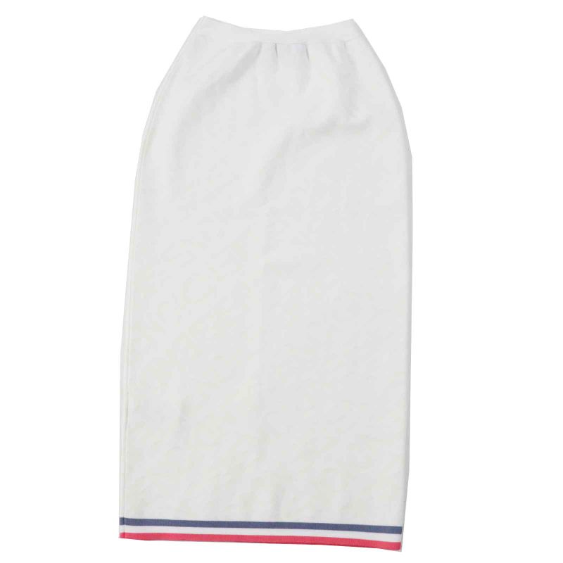 Fendi 2023 Fzq719 ANZE Logo Pattern Long Tight Skirt White Pink Gray 36 Made