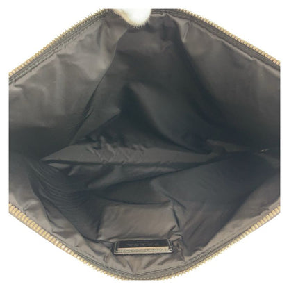 Prada Tessuto Triangle Logo Plate Black Silver Hardware Nylon Clutch Bag Second