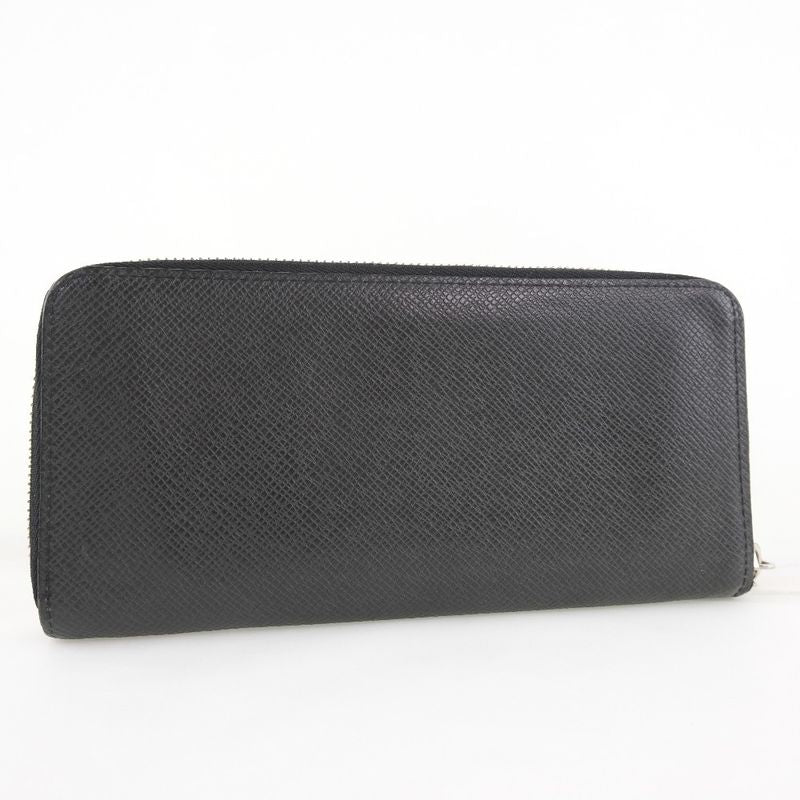 Louis Vuitton Zippy Wallet Vertical M32822 Taiga Black Ca1103 Unisex Long Wallet