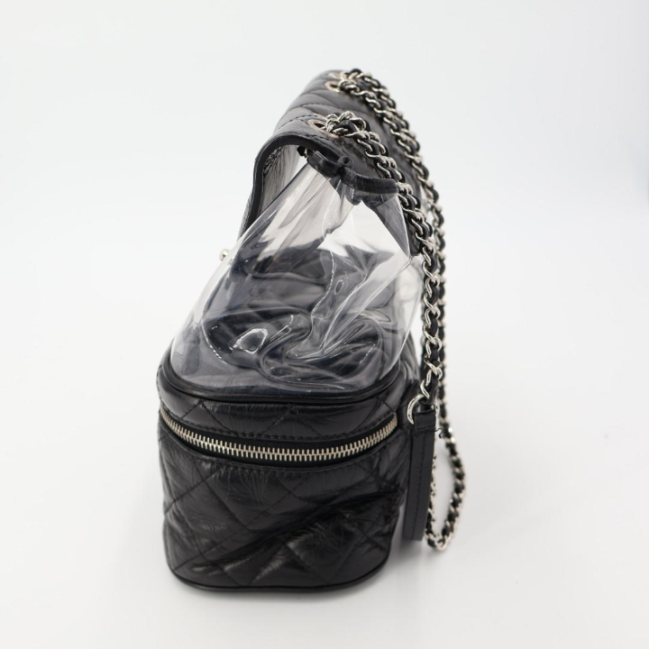 Chanel Matelasse Clear Backpack A57826 Clear Black Vinyl Leather Silver
