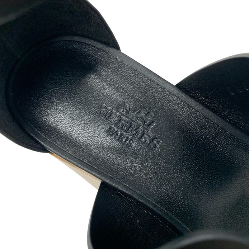 Hermes Charis Sandals Shoes Leather Black Brown Unused Brides De Gala Quadri