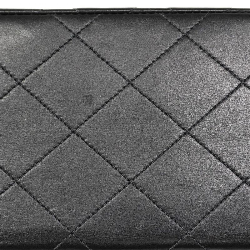 Chanel Shoulder Bag Deka Matelasse Lambskin Black Gold Hardware Women