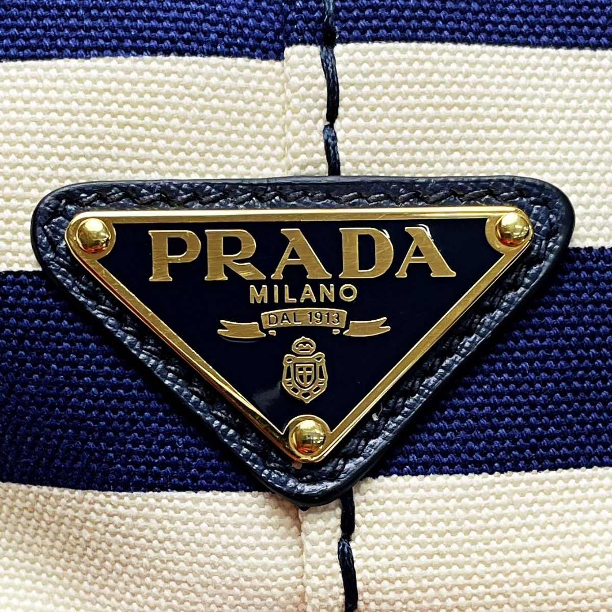 Prada Canapa B2642b Navy X Ivory Shoulder Bag Tote Bag Canvas Women's