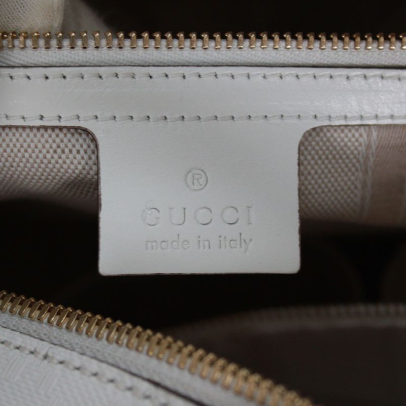 Gucci Bright Diamante 2way Leather White Handbag Gold 354332-001998