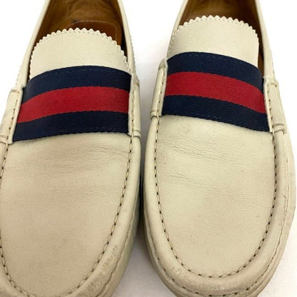 Gucci Driving Shoes Beige Navy Red Sherry