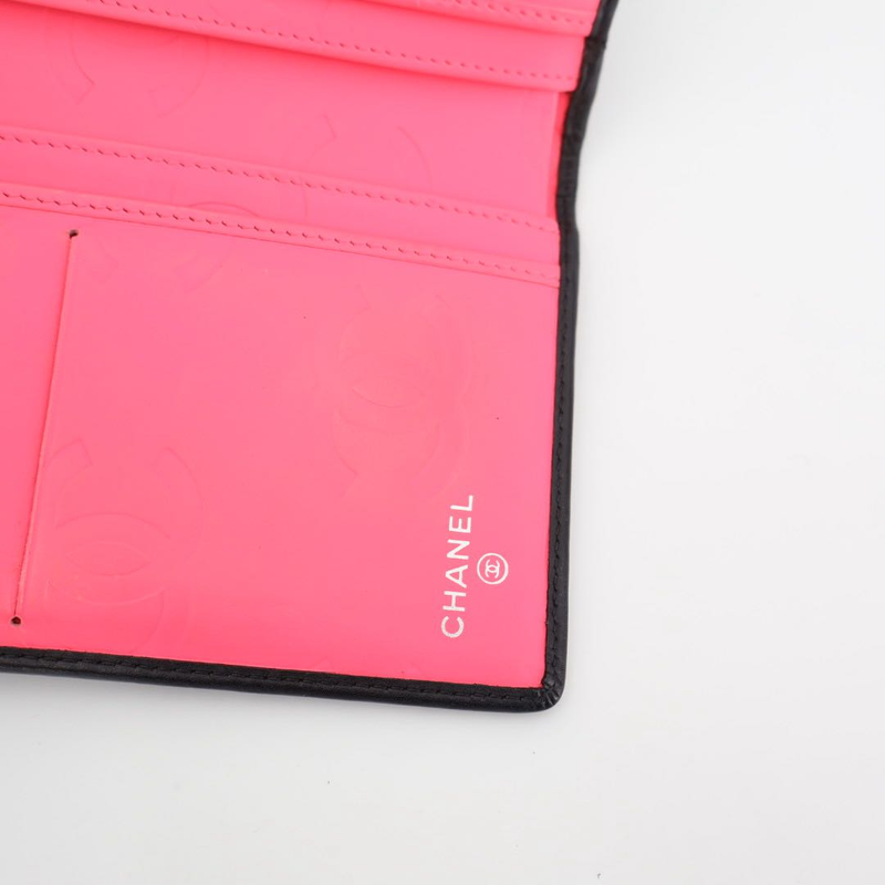 Chanel Coco Cambon Leather Bifold Wallet Black Ladies Brand