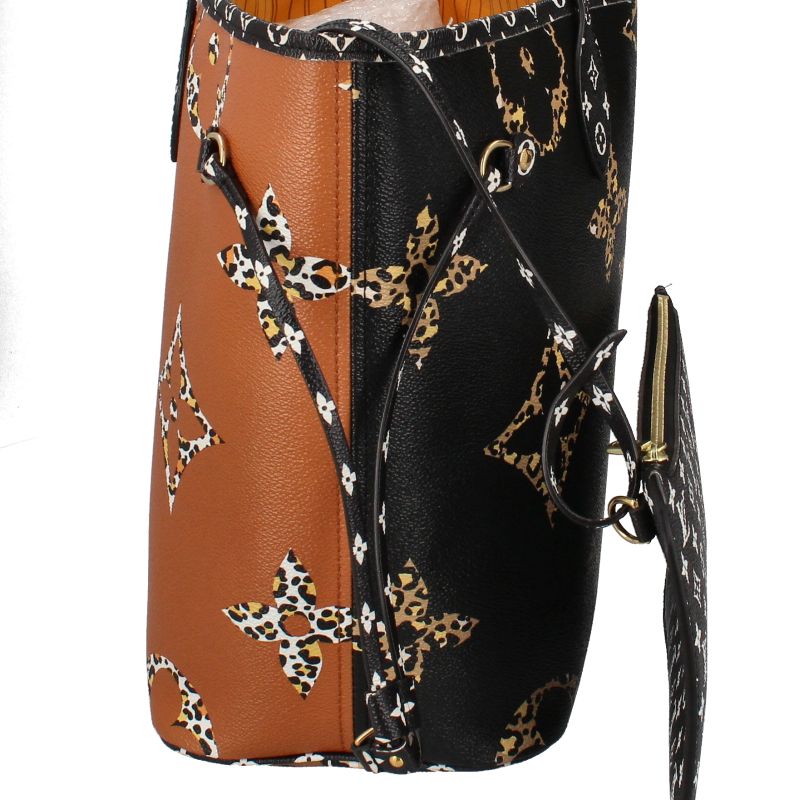 Louis Vuitton Neverfull MM M44676 Monogram Jungle Women's Tote Bag Brown Orange