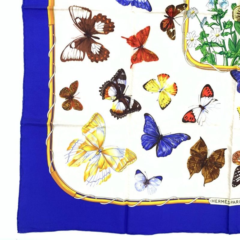 Hermes Carre 90 Farandole Dances Of Provence Blue And Multicolor Scarf Silk