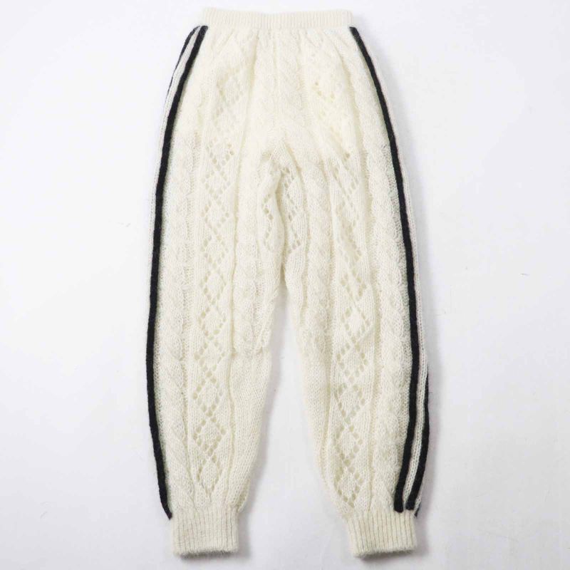 Gucci×adidas Gucci×adidas 721504 Trefoil Mohair Three Stripe Knit Pants White