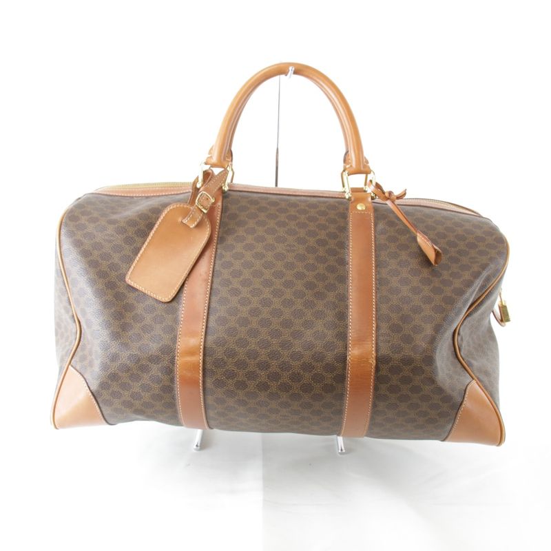 Celine Macadam Boston Bag Brown Leather High Brand Luxury Branded Ladies