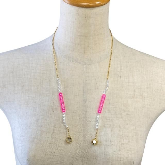 Christian DIOR Airpods Holder Necklace Airpods Holder Chain Logo Faux Pearl GP