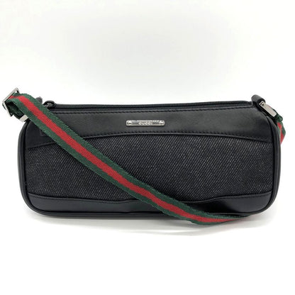 Gucci 92820 Pouch Handbag Black Canvas Sherry Line Women's Men's Fashion