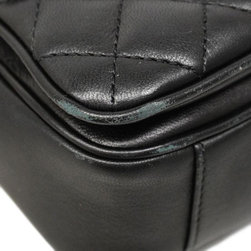 Chanel Shoulder Bag Matelasse Lambskin Black Chien Pan Gold Hardware Women