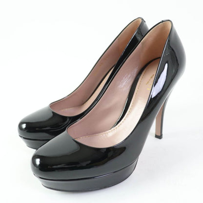 Gucci 309999 Round Toe Patent Leather Pumps Black 35.5 Women