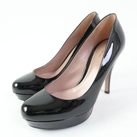 Gucci 309999 Round Toe Patent Leather Pumps Black 35.5 Women