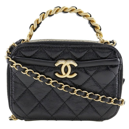 Chanel Mini Handbag Matelasse 2WAY Shoulder Lambskin Black Ladies Handbag