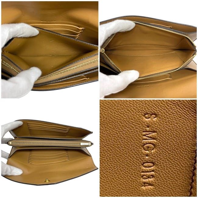 Celine Bifold Long Wallet Brown Navy White Wallet Excellent Condition Leather