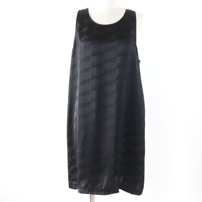 Balenciaga 23SS 746254 BB Logo Design Sleeveless Dress Black 36 Made In France