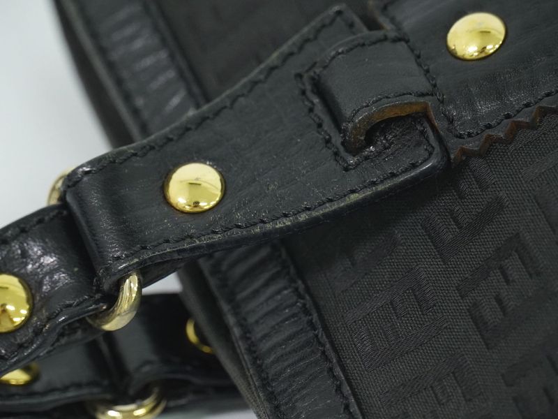 Authentic Fendi Zucchino Tote Handbag Canvas Black 8bh161 Zucchino Bag Pre-owned