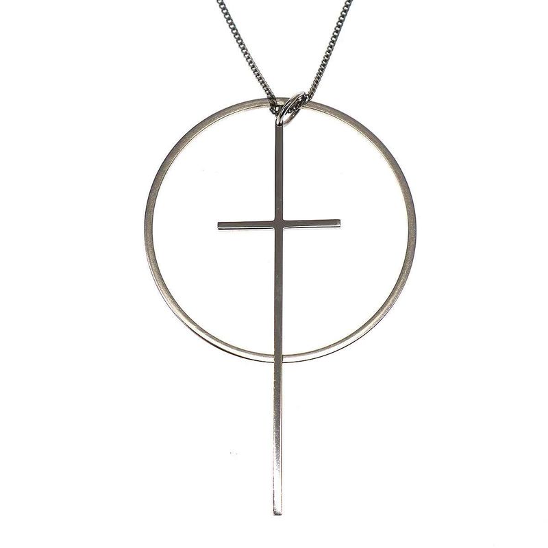 Celine 22ss Circle Cross Long Necklace Silver