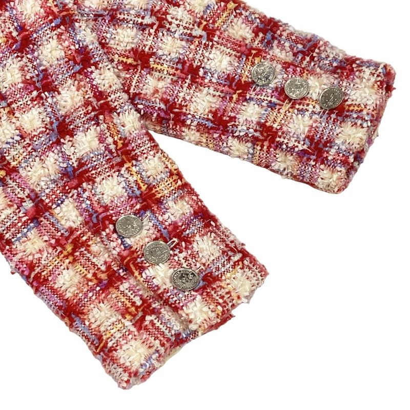 Chanel Jacket Size 40 M Ladies - P06313 Red X Ivory X Light Blue Long Sleeves /