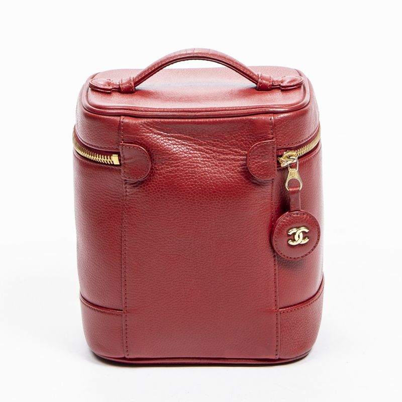 Chanel Vanity Case Red Caviar Leather A