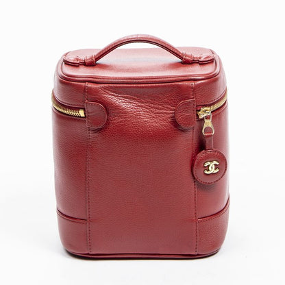 Chanel Vanity Case Red Caviar Leather A