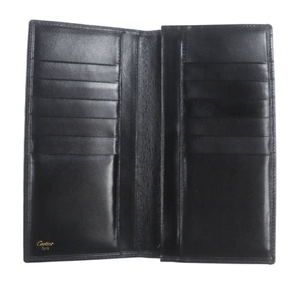 Cartier Must Line Leather Logo Hardware Long Wallet Bifold Long Wallet Black