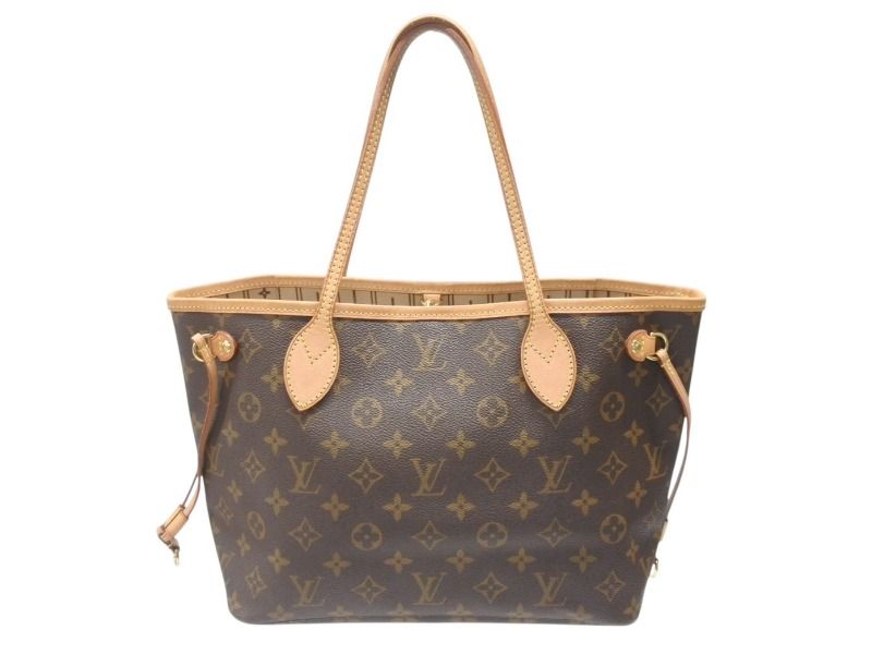 Louis Vuitton Monogram Neverfull PM Tote Bag Brown Vachetta Leather Gold