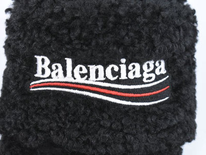 Authentic Balenciaga Logo Sandals Heels 35 Boa Black Women's Shoes Pre-owned