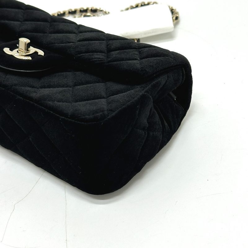 Chanel Shoulder Bag Mini Matelasse 20 As1787 Velour Black