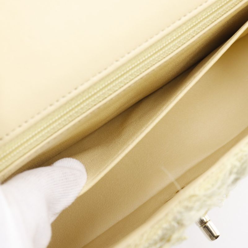 Chanel Mini Matelasse Chain Shoulder A69900 Tweed Yellow Ladies Shoulder Bag