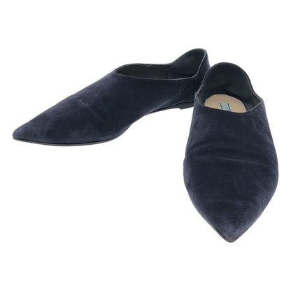 Prada Pointed Toe Suede Flat Shoes 1s574h Navy 37 1 2