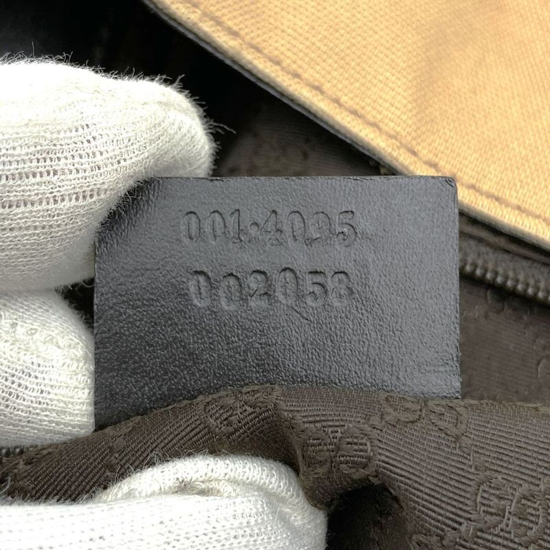 Gucci 001 4095 Handbag Shoulder Bag 2way Bamboo Sherry Line Beige Canvas