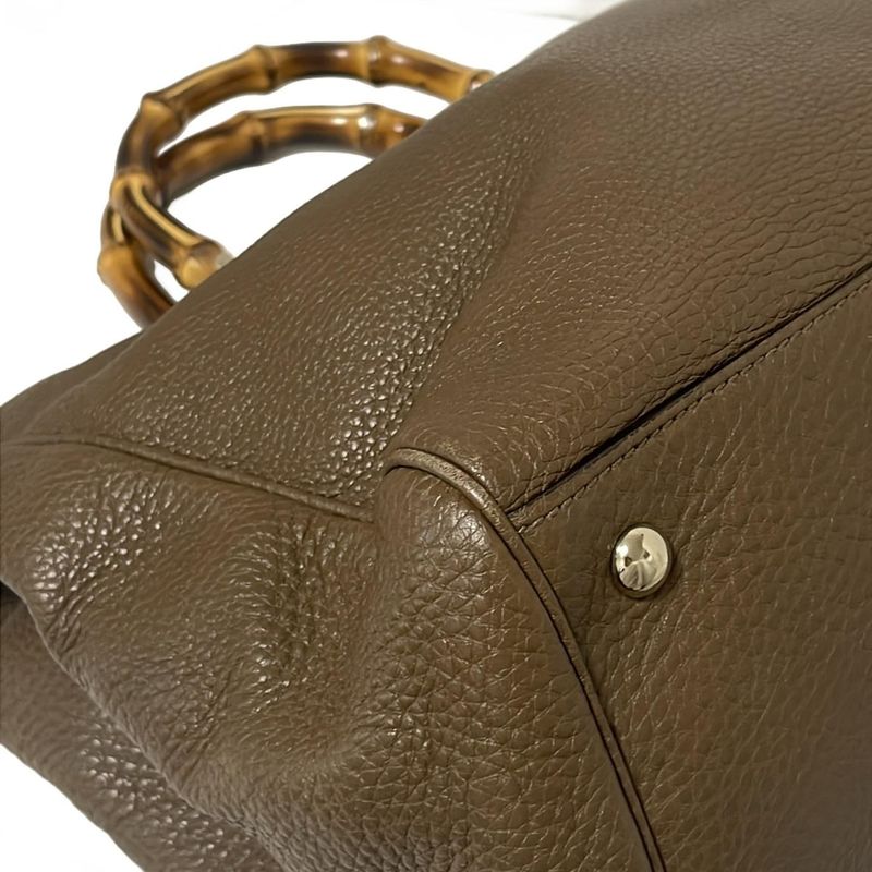 Gucci Bamboo Shopper Tote Bag 323658 Dark Brown Leather