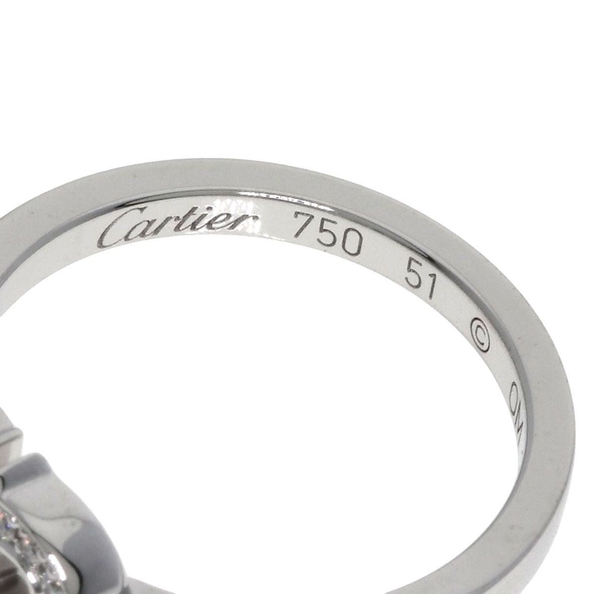 CARTIER C Heart Diamond 51 Ring K18WG Ladies White Gold