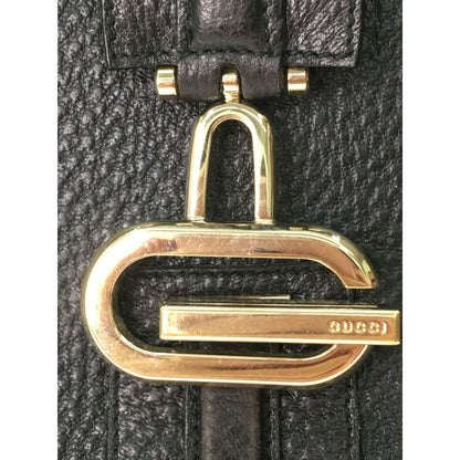 Gucci Women's Gold Hardware Handbag All Leather 131325 Black