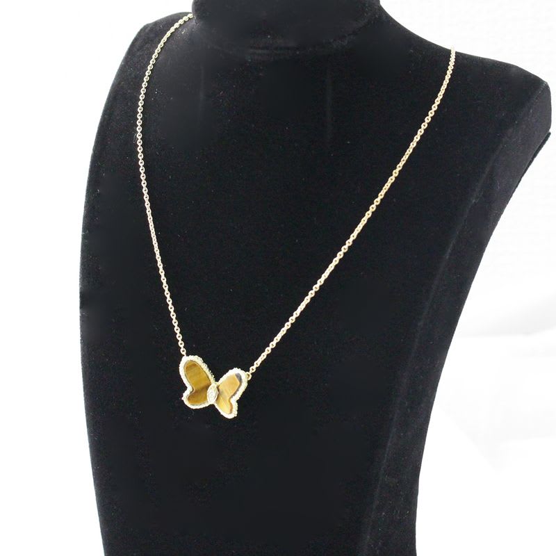 Van Cleef Diamond Taiga Zoo Eye Papillon Necklace 18K E1487
