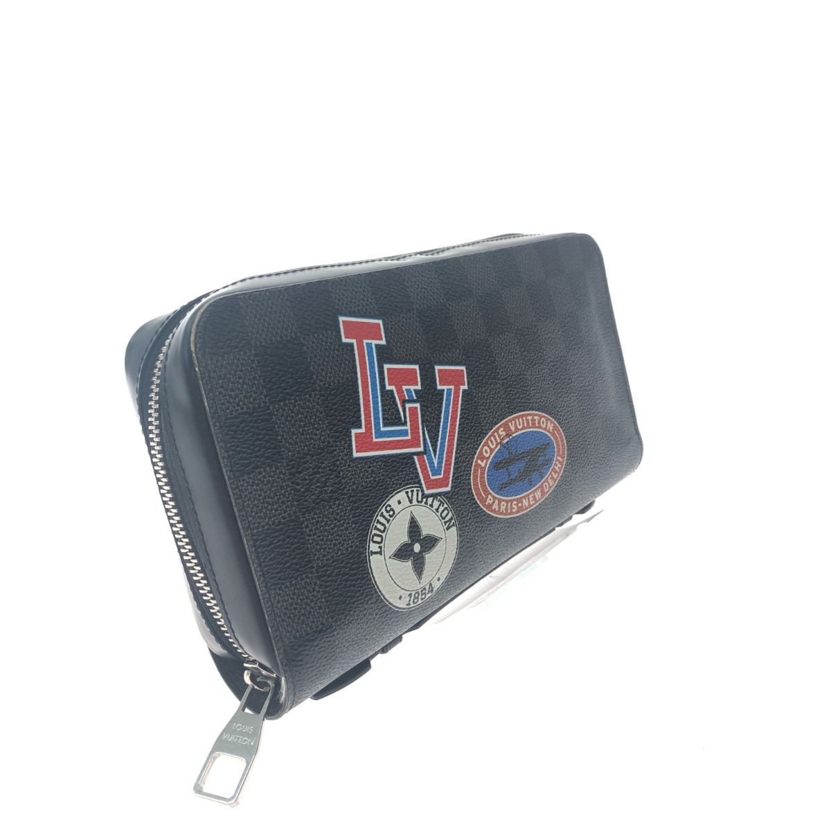 Louis Vuitton Long Wallet Round Zipper Travel Case Damier Graphite LV League