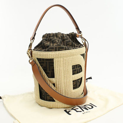 Fendi Medium Bucket Bag Step Out 8bt364 Handbag Straw Medium Bucket Bag Women's