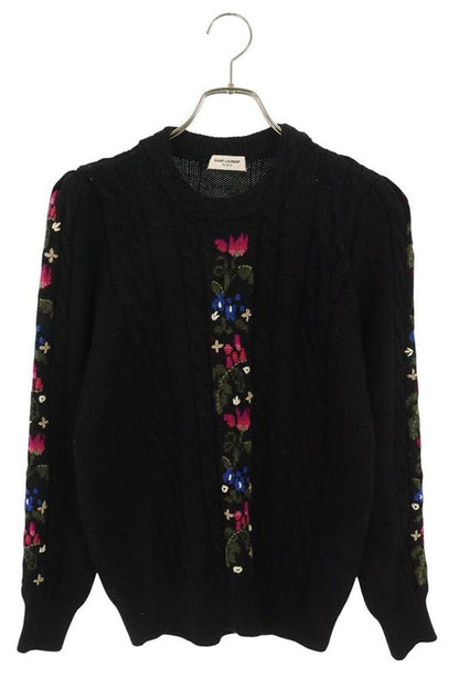 Saint Laurent Paris 527296 Ya2te Flower Embroidery Cable Knit Men's M