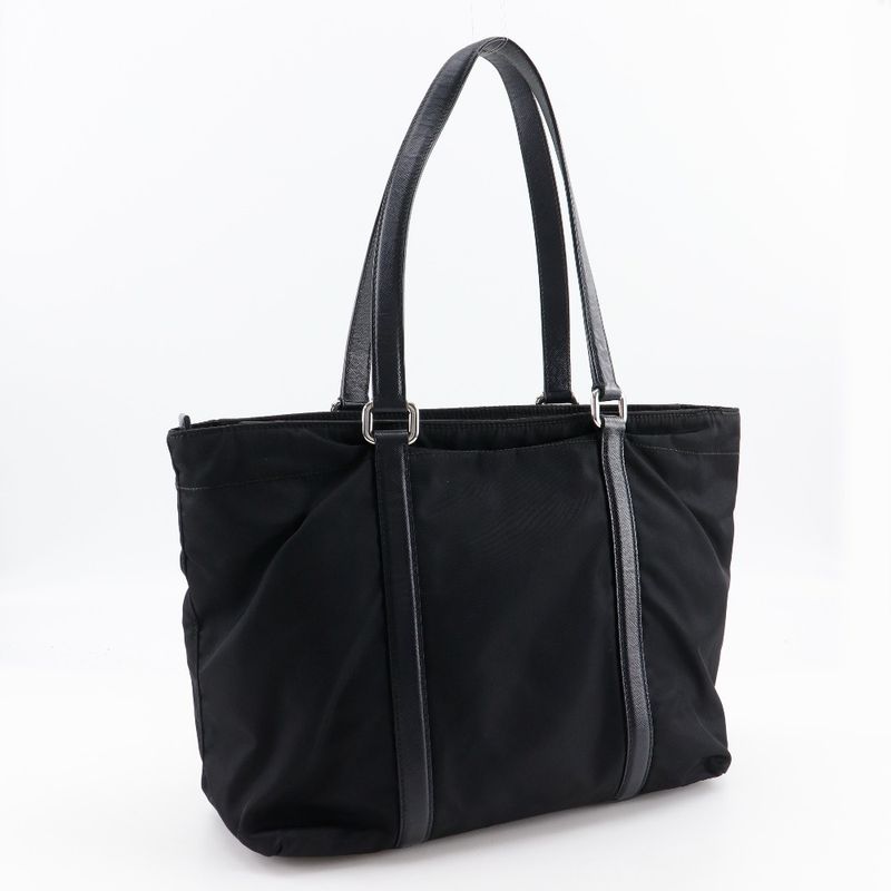 Prada Br2311 Nylon And Leather NERO Black Ladies Tote Bag