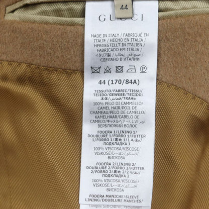  Gucci 23AW 753089 100% Camel Hair City Label Logo Buttons Single Chester Coat
