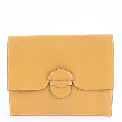 Hermes Phaco Marked O Leather Second Bag Clutch Pouch Commuter Business Beige