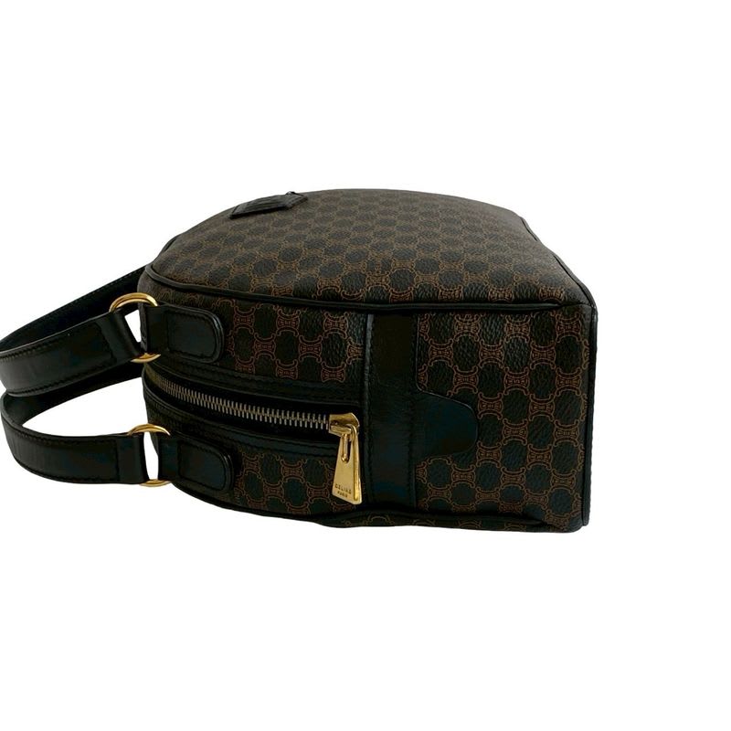 Celine Vintage Macadam Blason Triomphe Pattern Leather Handbag Mini Boston Bag